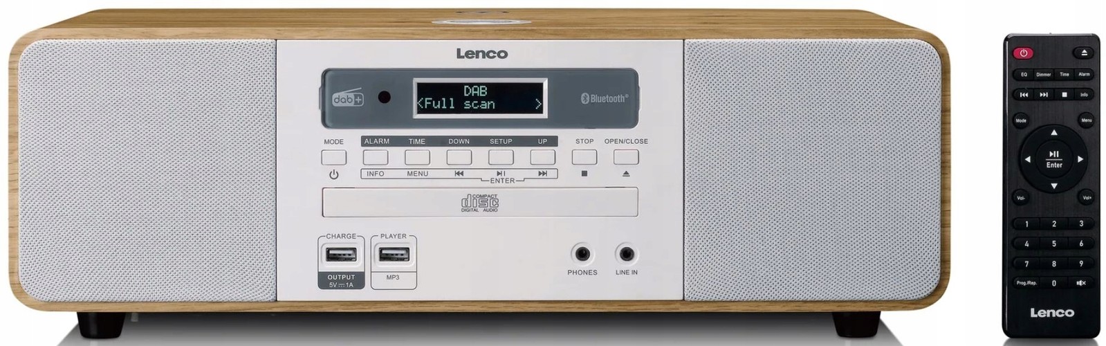 Rádio Věž Lenco DAR-251WDWH Mp3 Aux Dab+ Rds Bluetooth Usb Indukce Qi