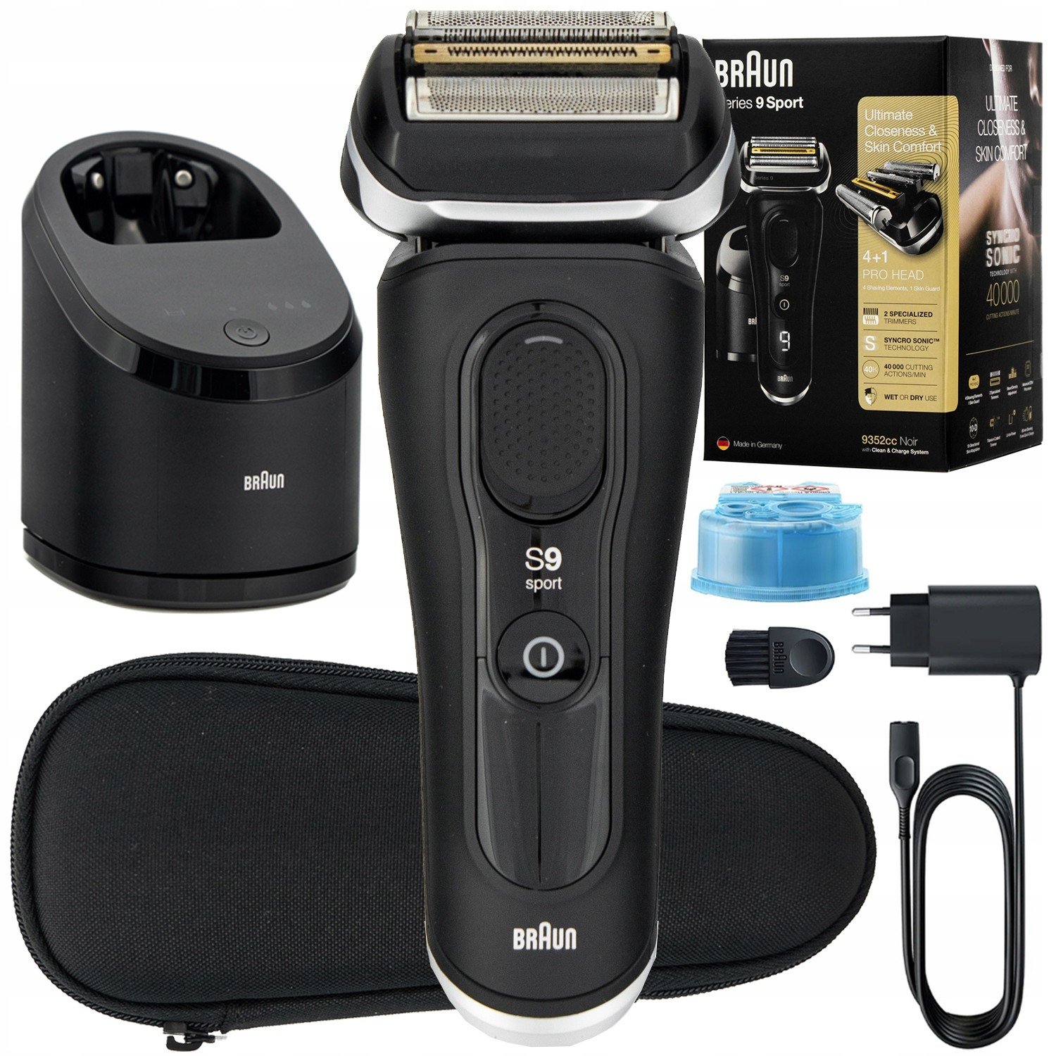 Elektrický holicí strojek Braun Series 9 Sport 9352cc +Stanice 4v1 +Pouzdro +Vložka