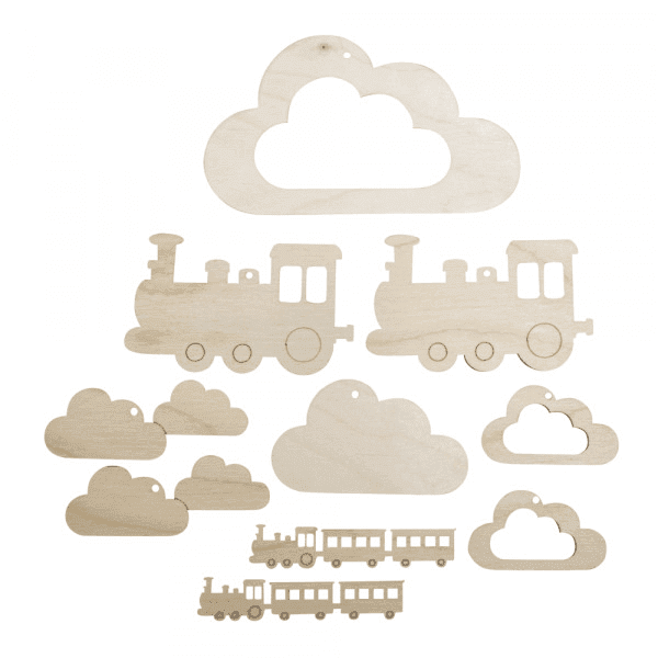 Dřevěné ozdoby VLÁČEK ke kolotoči nad postýlku