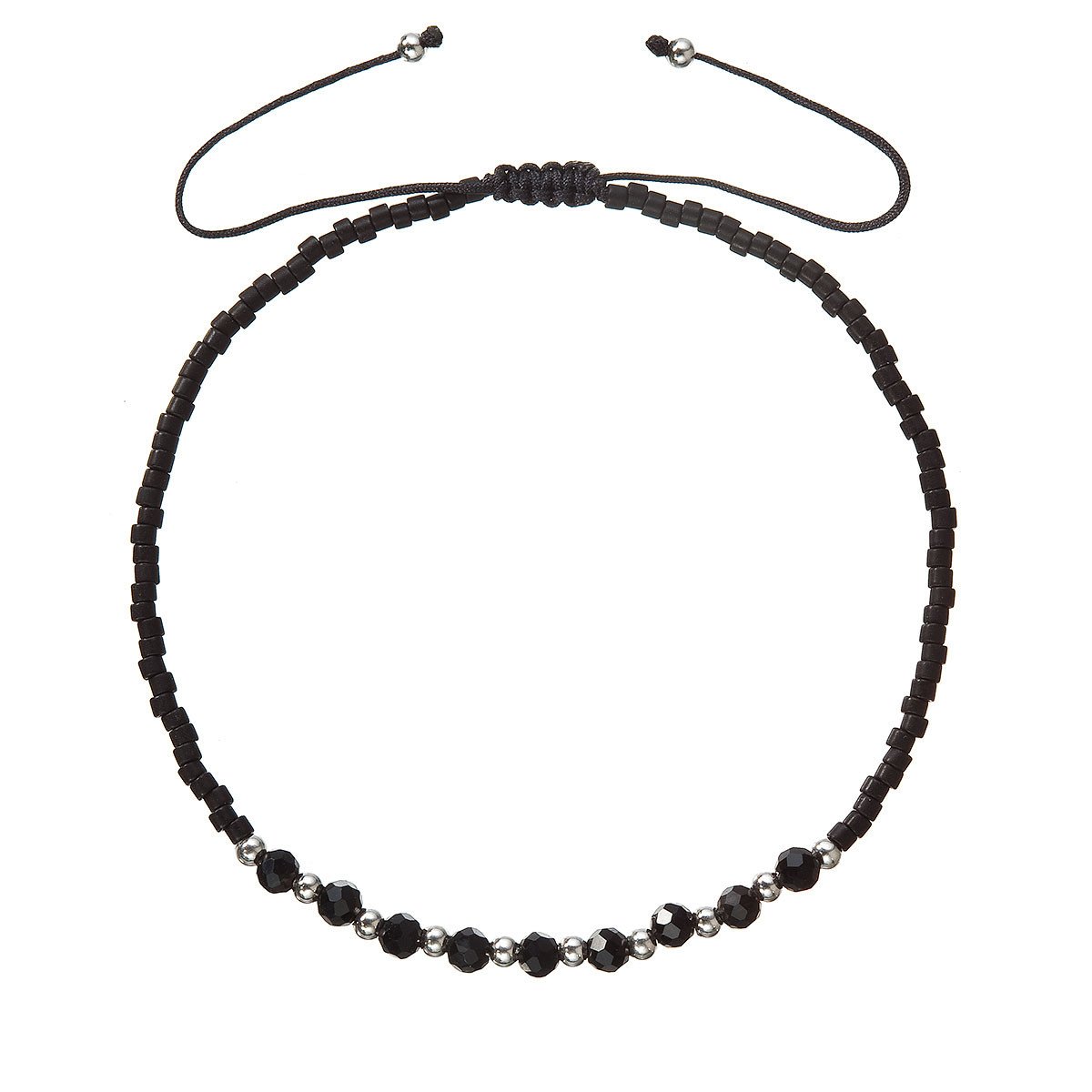 Evolution Group Textilní Miyuki náramek černý onyx 13037.3 black