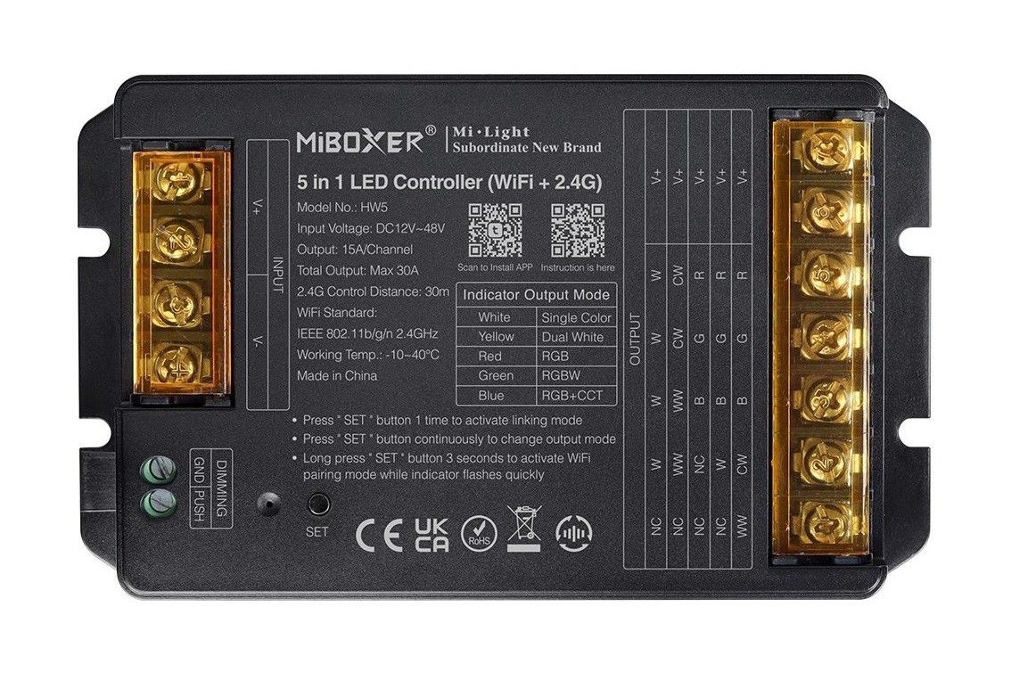 LED Solution Mi-Light MiBoxer WIFI+RF Přijímač 30A 5v1 pro LED pásky HW5