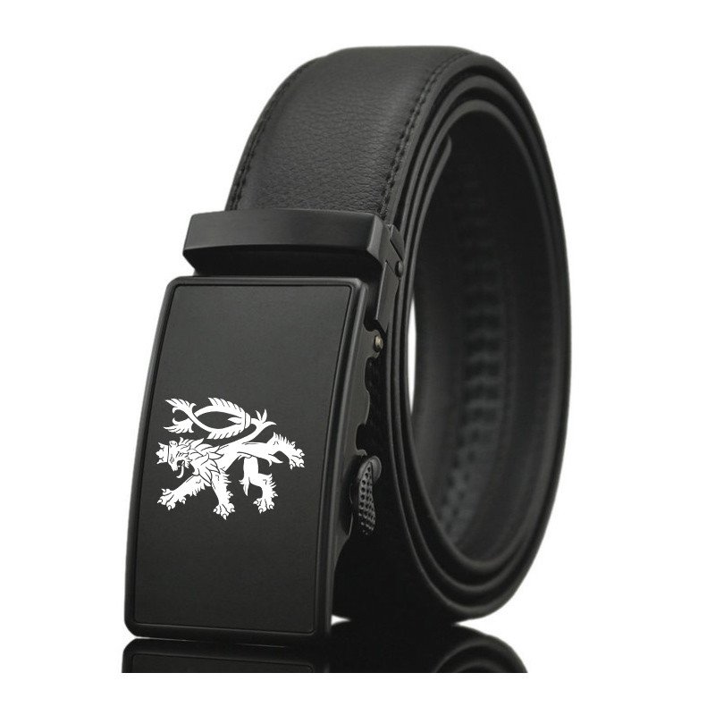 Opasek kožený Striker Český lev nastavitelný 3,5 cm - černý, 130