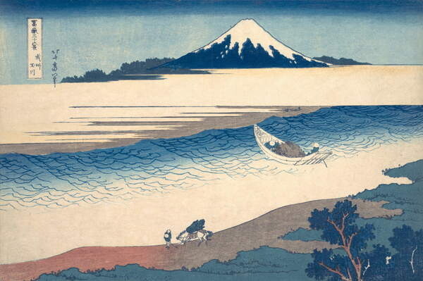 Hokusai, Katsushika Hokusai, Katsushika - Obrazová reprodukce Ukiyo-e Print of the Tama River, (40 x 26.7 cm)