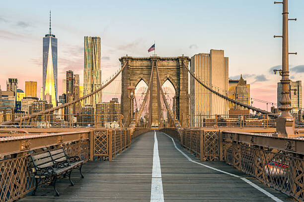 Onfokus Umělecká fotografie Brooklyn Bridge and Lower Manhattan at, Onfokus, (40 x 26.7 cm)
