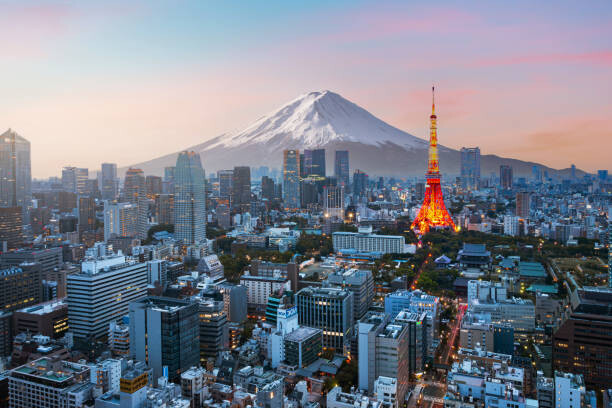 Jackyenjoyphotography Umělecká fotografie Mt. Fuji and Tokyo skyline, Jackyenjoyphotography, (40 x 26.7 cm)