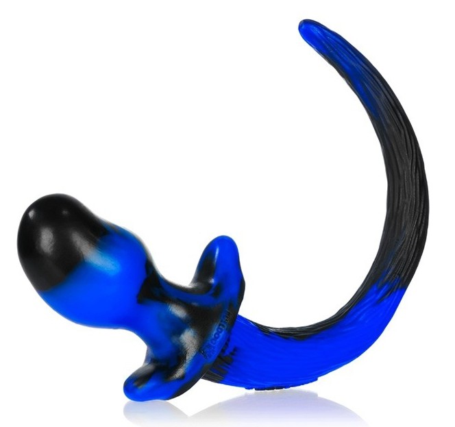 Anální kolík - psí ocásek OB černo-modrý S (8 x 4 cm)