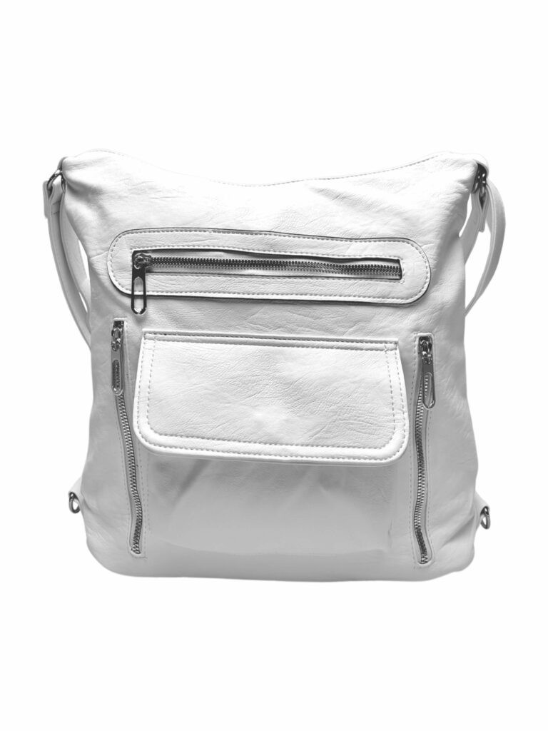 Praktický bílý kabelko-batoh 2v1 s kapsami