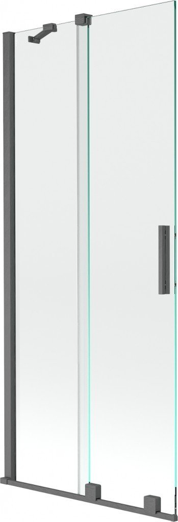 MEXEN/S Velar Dvoukřídlá posuvná vanové zástěna 80 x 150 cm, transparent, šedá kartáčovaná 896-080-000-01-66