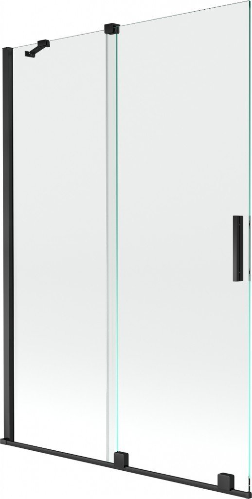 MEXEN/S Velar Dvoukřídlá posuvná vanové zástěna 120 x 150 cm, transparent, černá 896-120-000-01-70