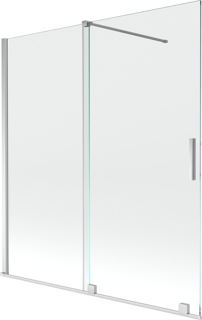 MEXEN/S Velar Dvoukřídlá posuvná vanové zástěna 150 x 150 cm, transparent, chrom 896-150-000-01-01