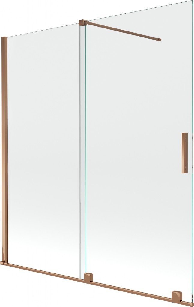 MEXEN/S Velar Dvoukřídlá posuvná vanové zástěna 150 x 150 cm, transparent, růžové zlato 896-150-000-01-60
