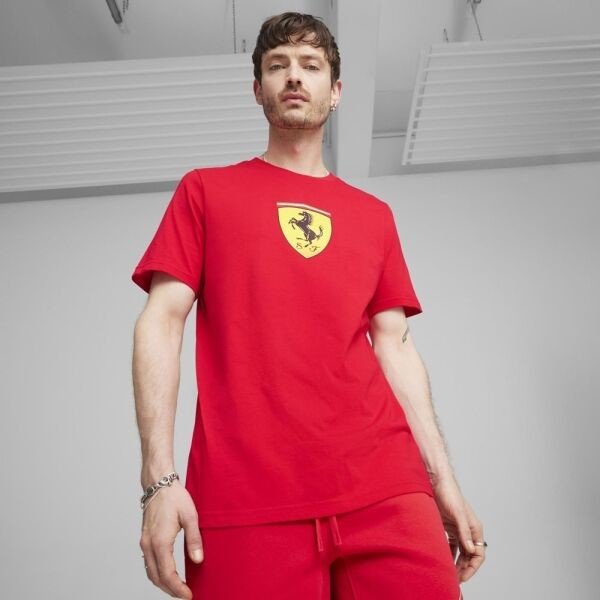 Puma FERRARI RACE BIG SHIELD Pánské triko, červená, veľkosť S