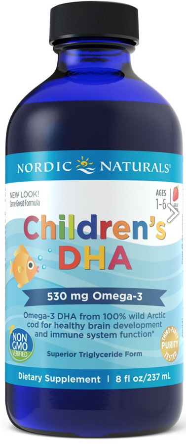 Nordic Naturals Children's DHA, Omega 3 pro děti - jahoda, 530 mg, 237 ml