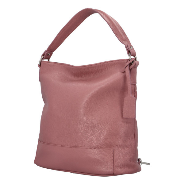 Dámská kožená kabelka přes rameno růžová - Delami Camilla růžová