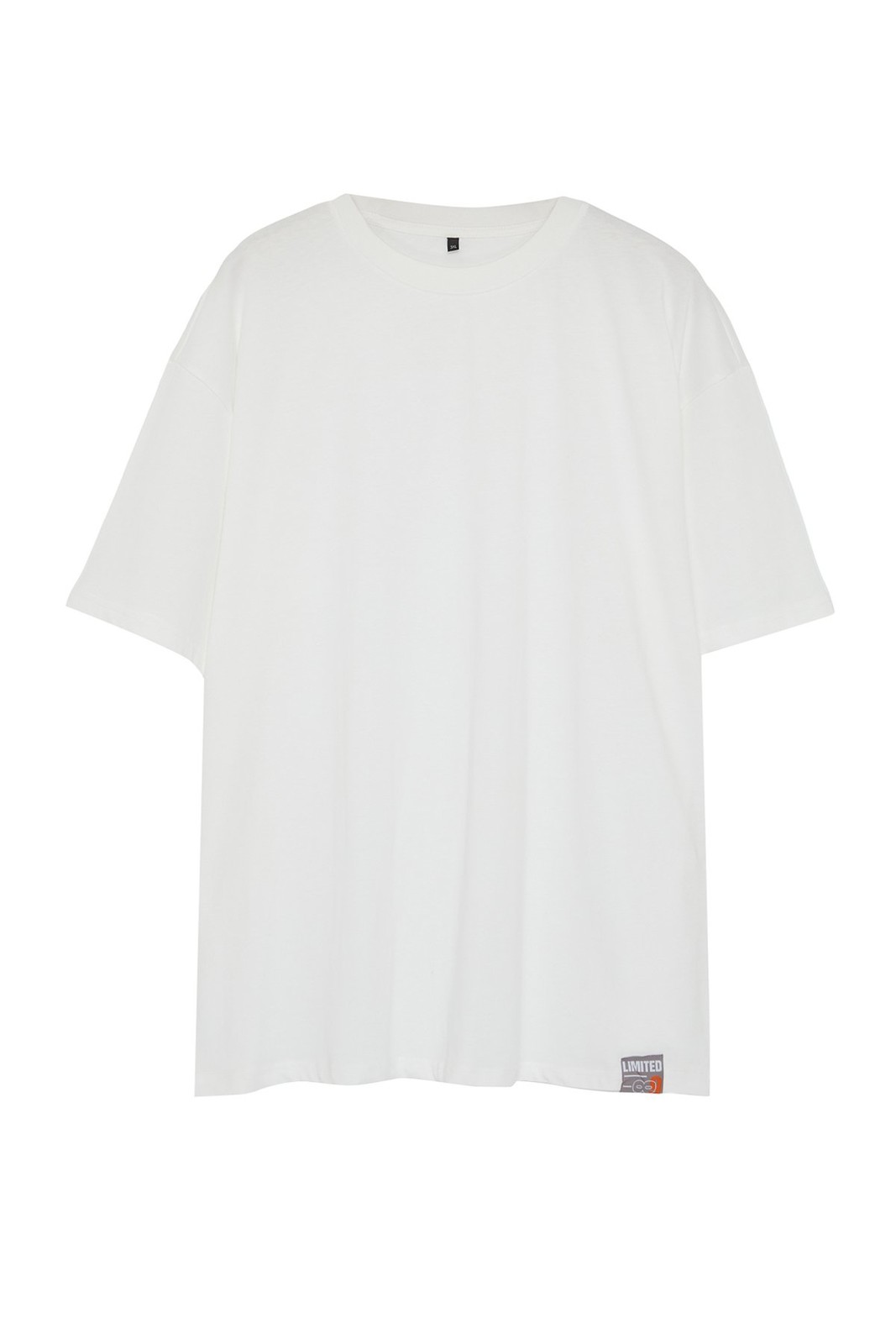 Trendyol Plus Size Men's Ecru Relaxed/Comfortable Cut 100% Cotton Label Comfortable T-Shirt