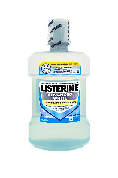 Listerine Advanced White Mild Zero ústní voda s bělicím účinkem 1000 ml