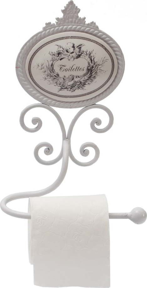 Bílý nástěnný kovový držák na toaletní papír – Antic Line