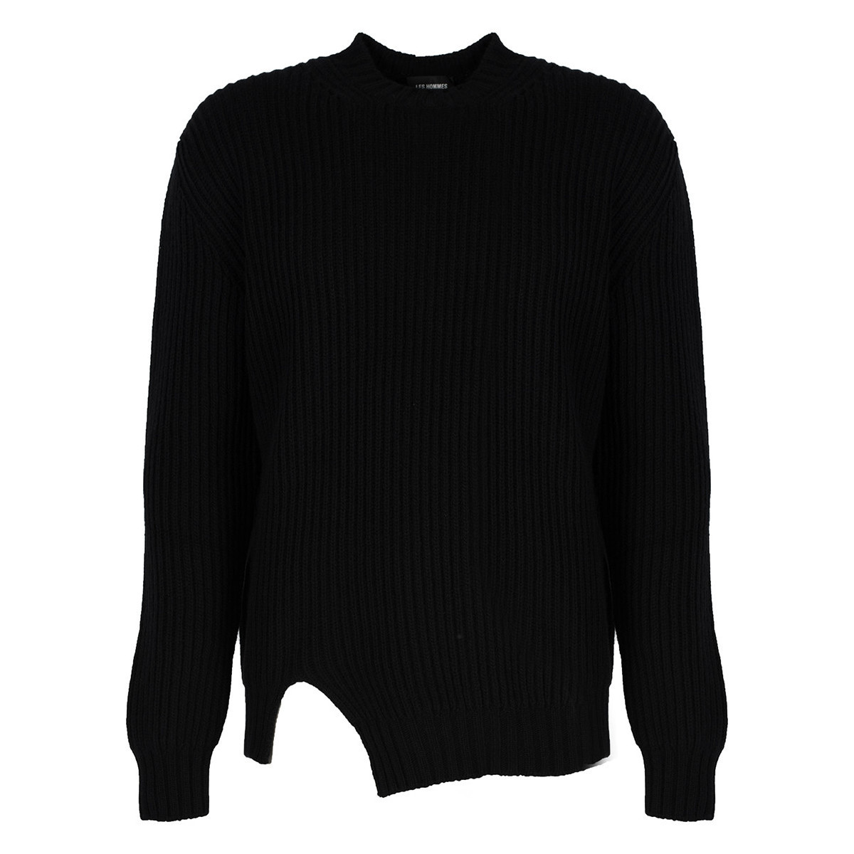 Les Hommes  LHK108 647U | Round Neck Asymetric Sweater  Černá