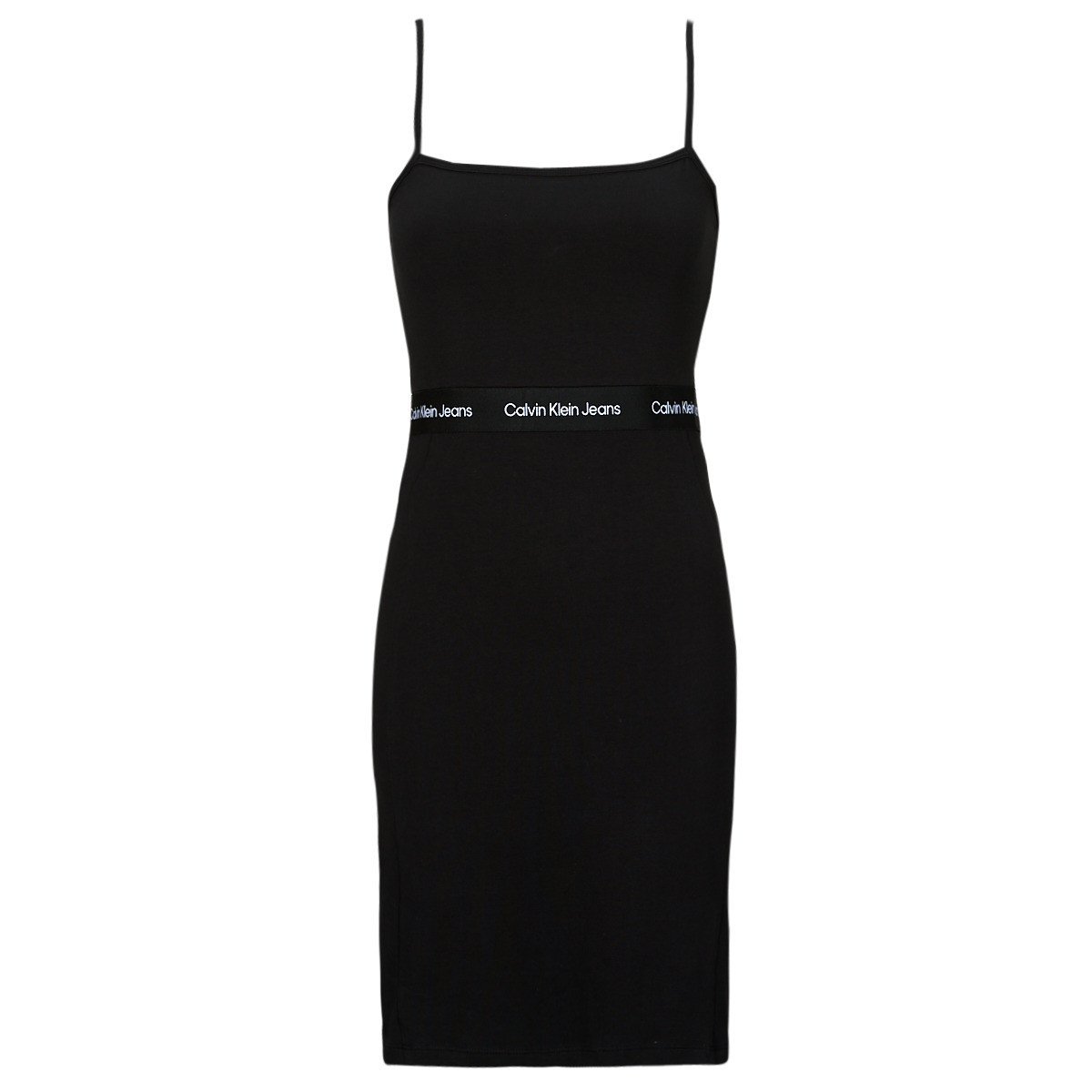 Calvin Klein Jeans  LOGO ELASTIC STRAPPY DRESS  Černá