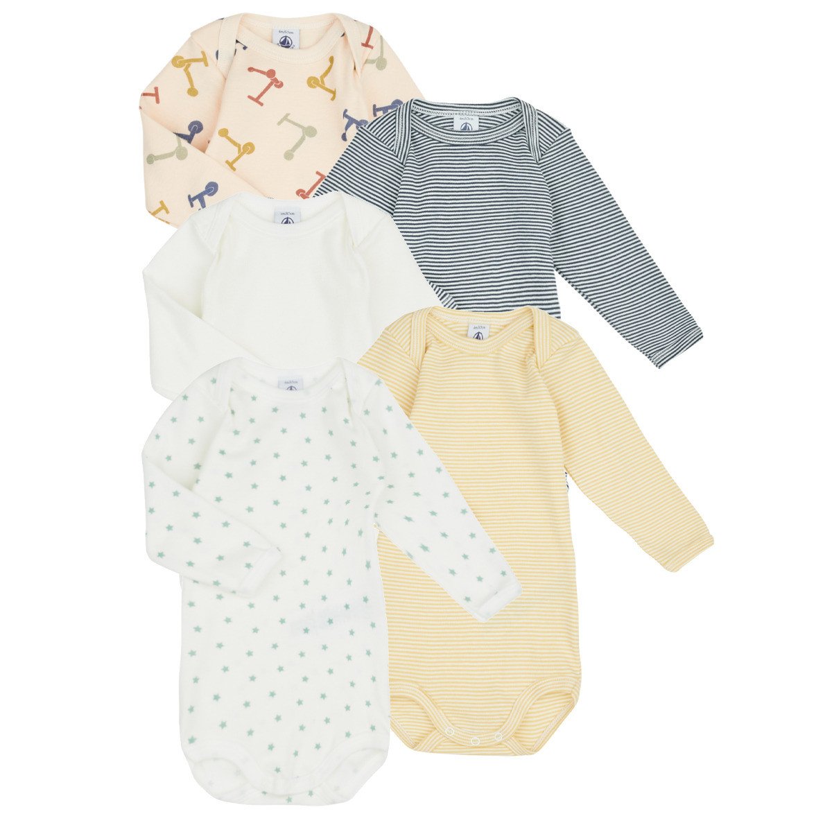 Petit Bateau  BODY US ML TROTINETTE X5  ruznobarevne