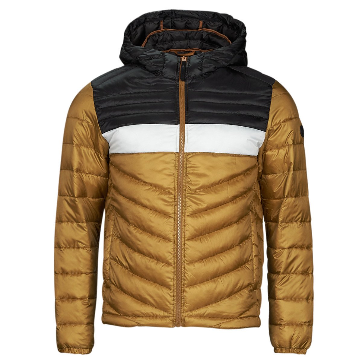 Jack & Jones  JJEHERO PUFFER HOOD  Hnědá