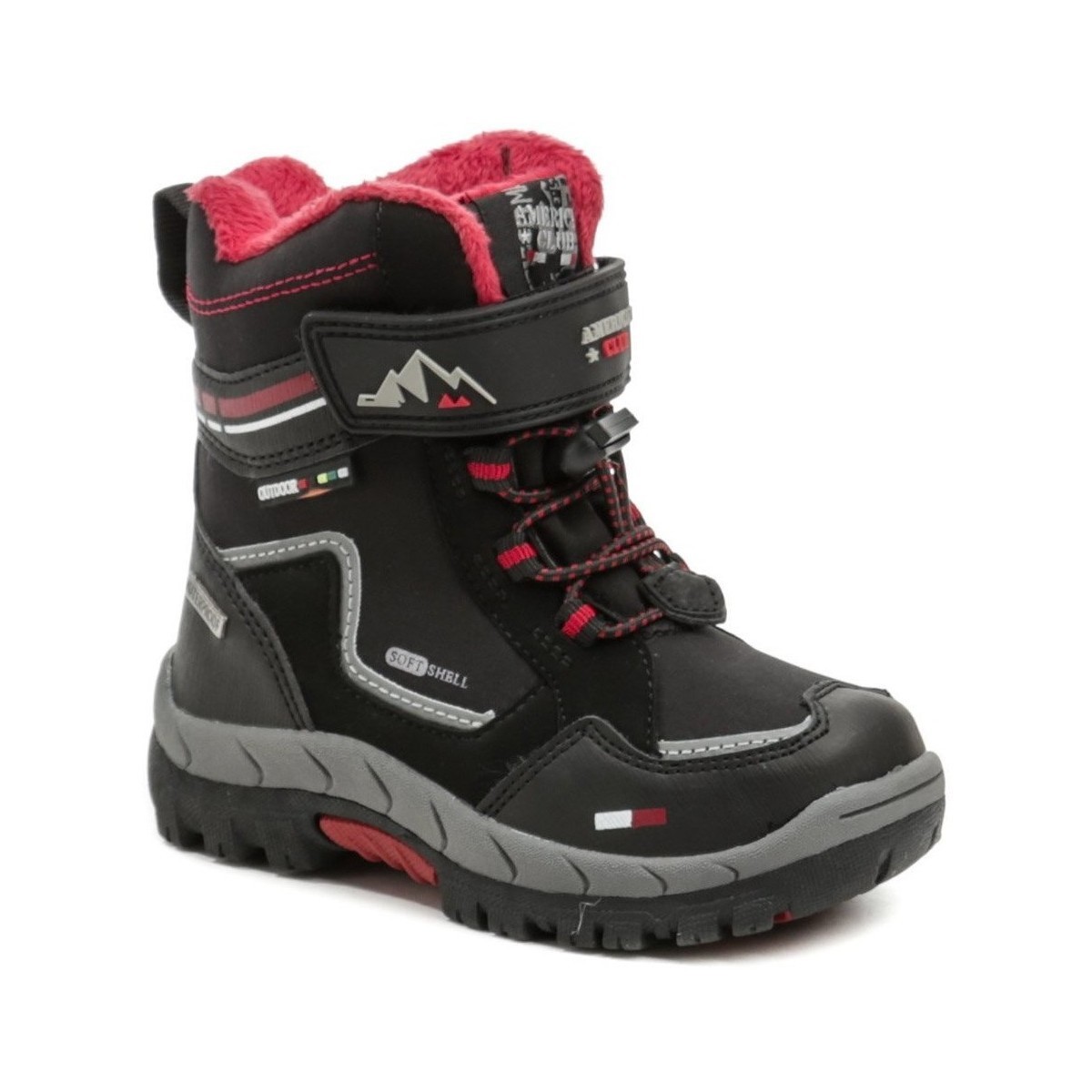 American Club  HL-31-21 černo červené dětské zimní boty  Černá