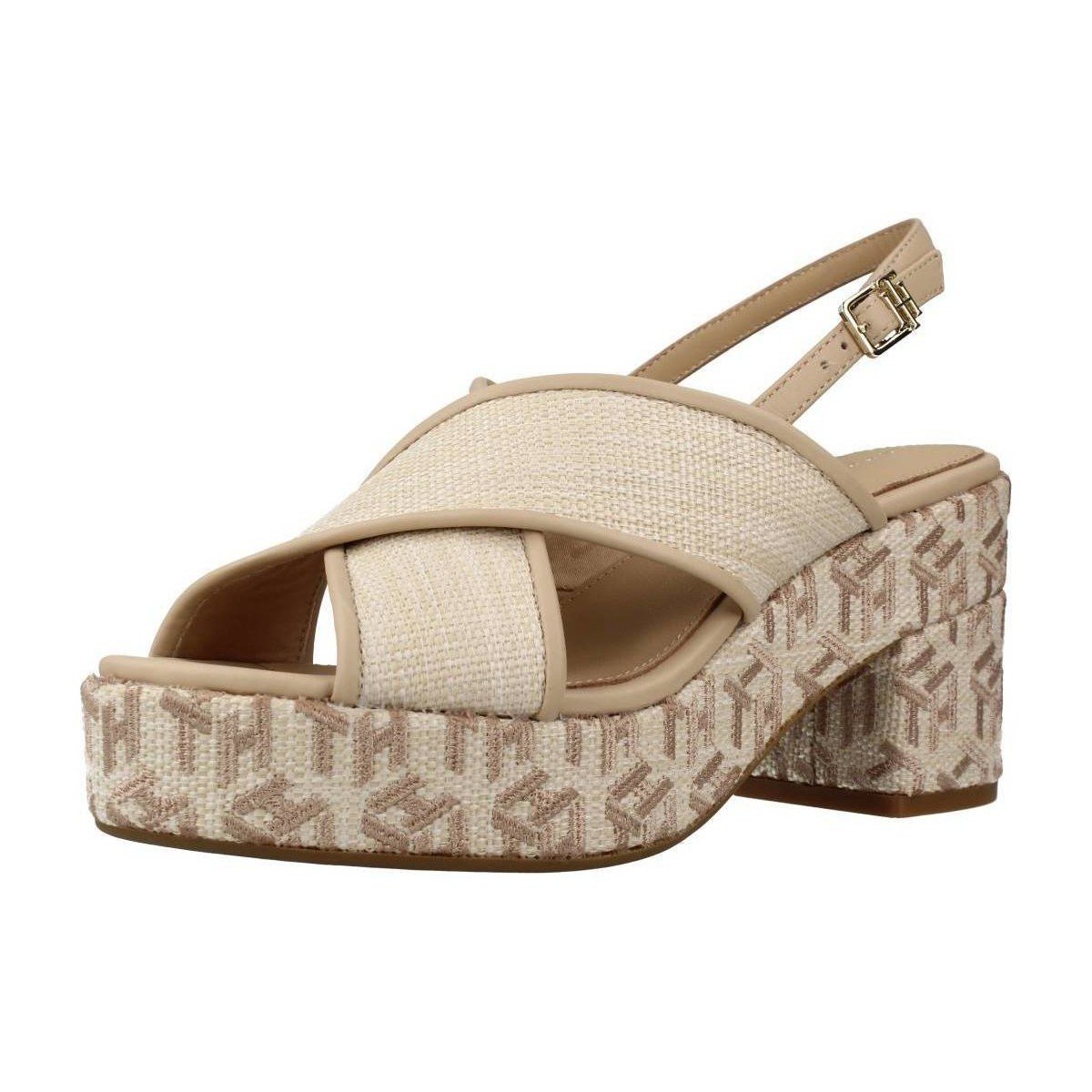 Tommy Hilfiger  TH RAFFIA MID HEEL SANDA  Béžová