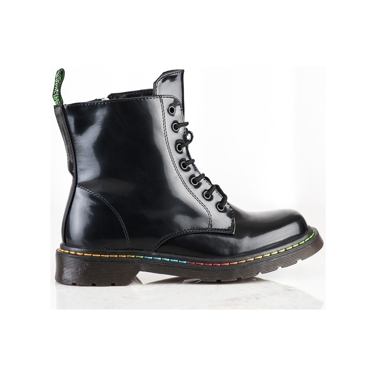 Weide  Moderní černé dámské  kotníčkové boty na plochém podpatku  ruznobarevne