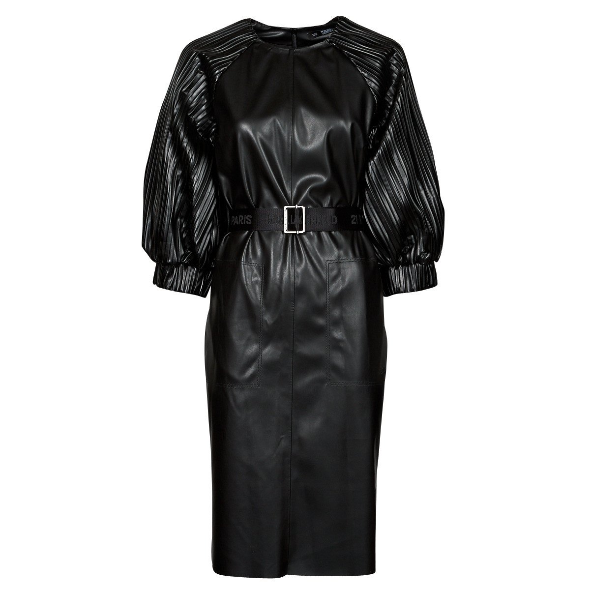 Karl Lagerfeld  FAUX LEATHER DRESS  Černá