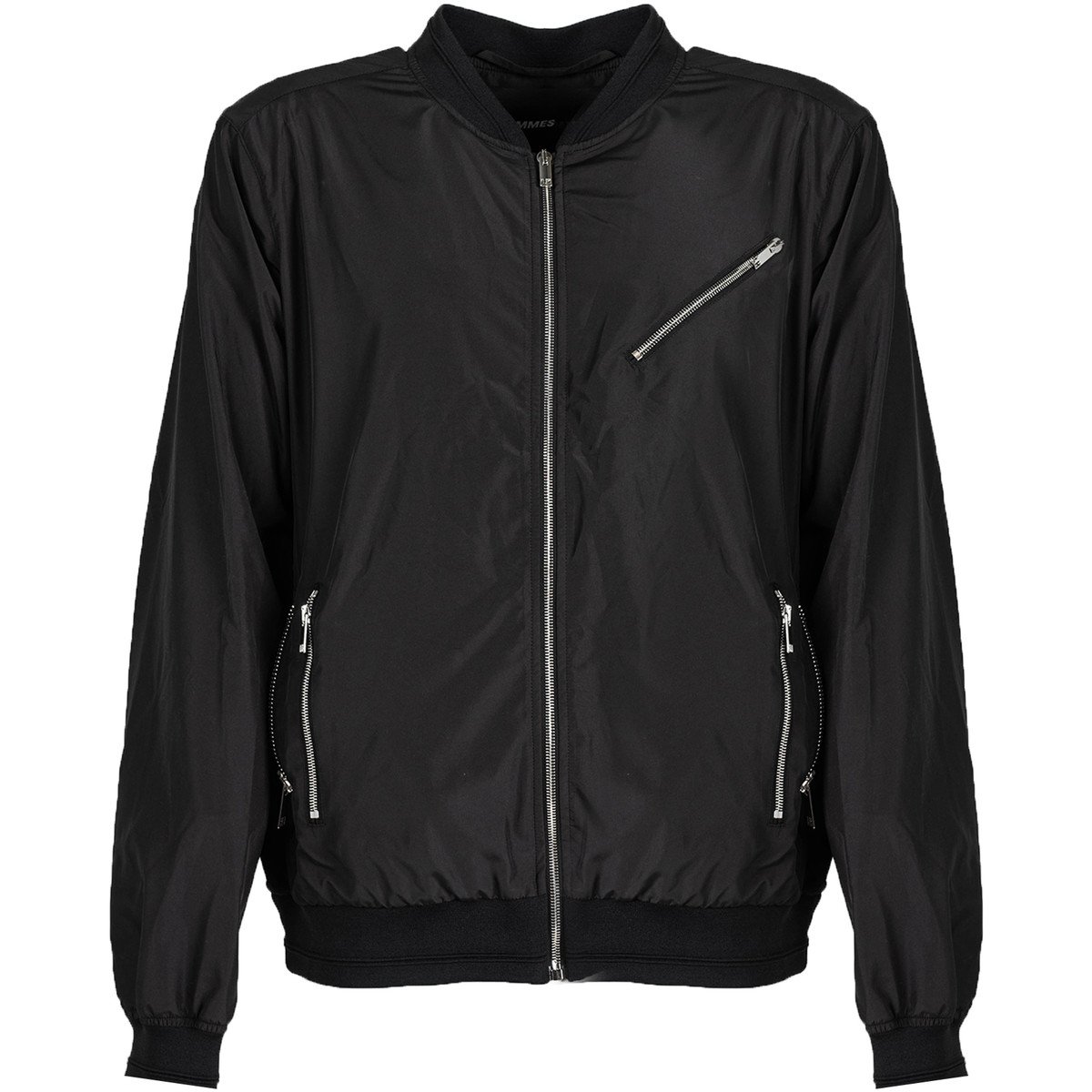 Les Hommes  LKO102 250U | Light Weight Nylon Bomber with Multiple Zips  Černá