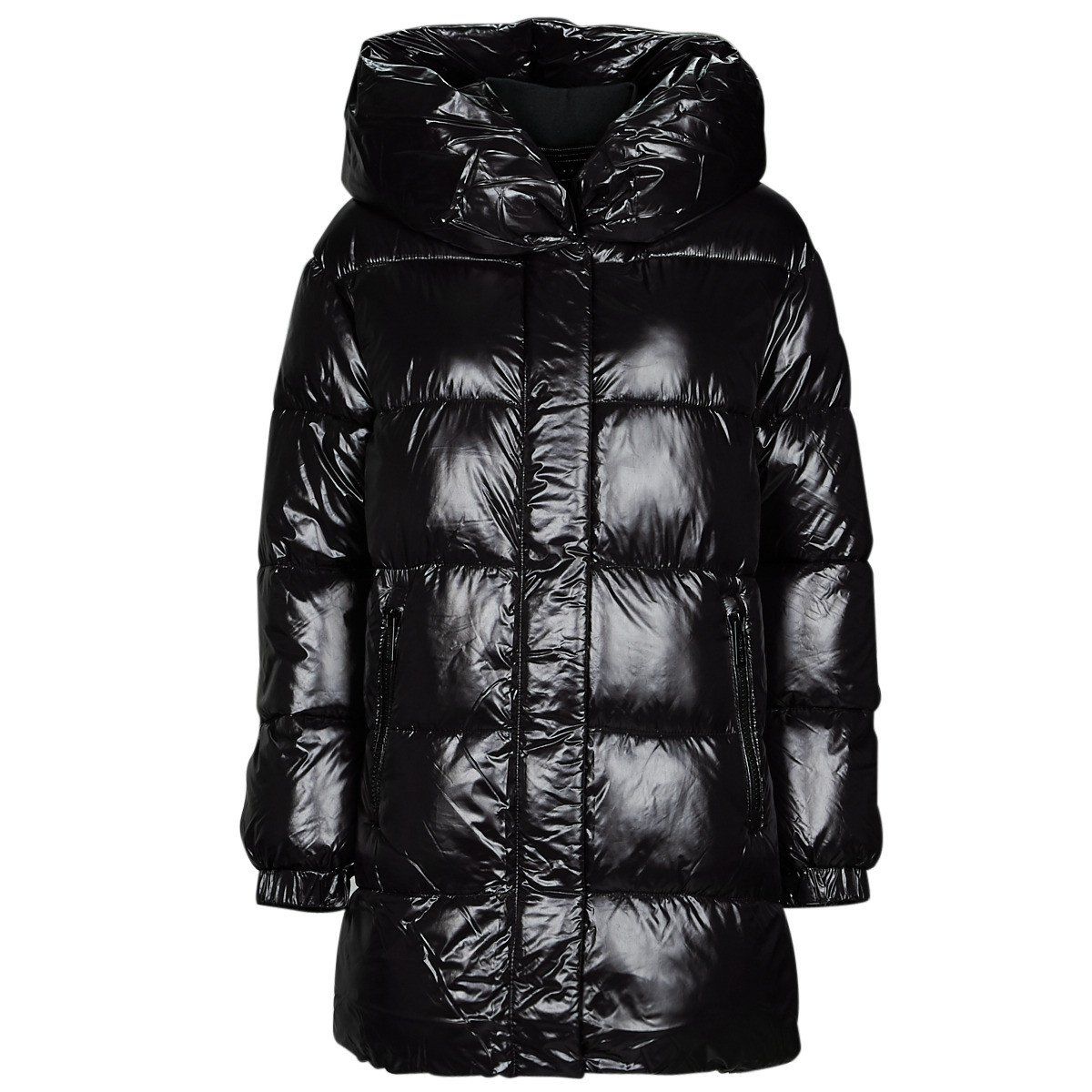 MICHAEL Michael Kors  HORIZONTAL QUILTED DOWN COAT WITH  ATTACHED HOOD  Černá