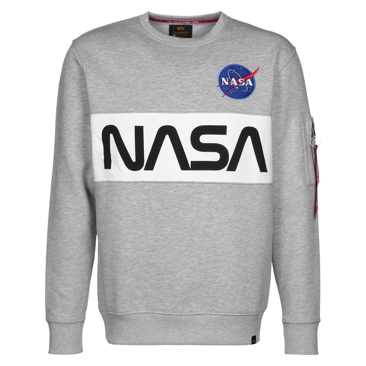 Alpha  NASA Inlay Sweater  Šedá