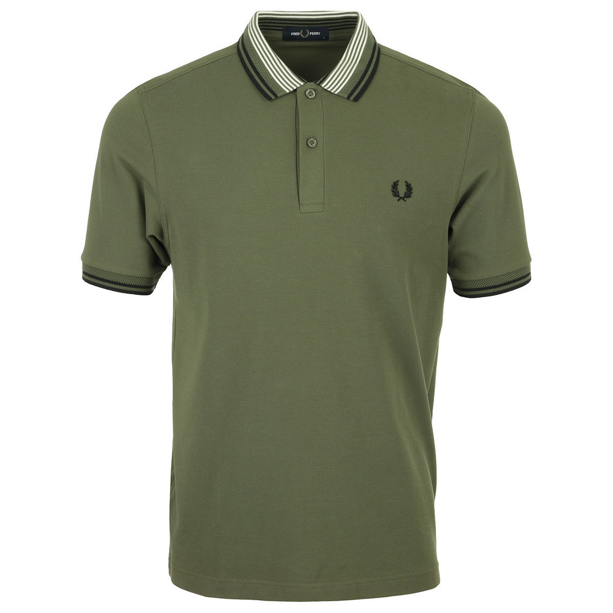 Fred Perry  Striped Collar Polo Shirt  Zelená