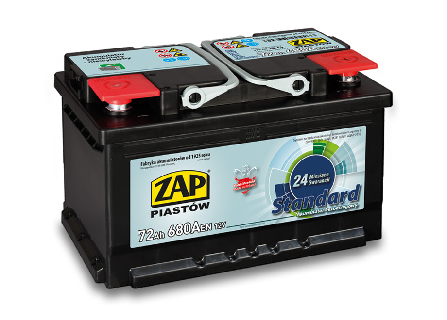 Autobaterie ZAP Standard 72Ah 12V 680A (276x175x175) P+
