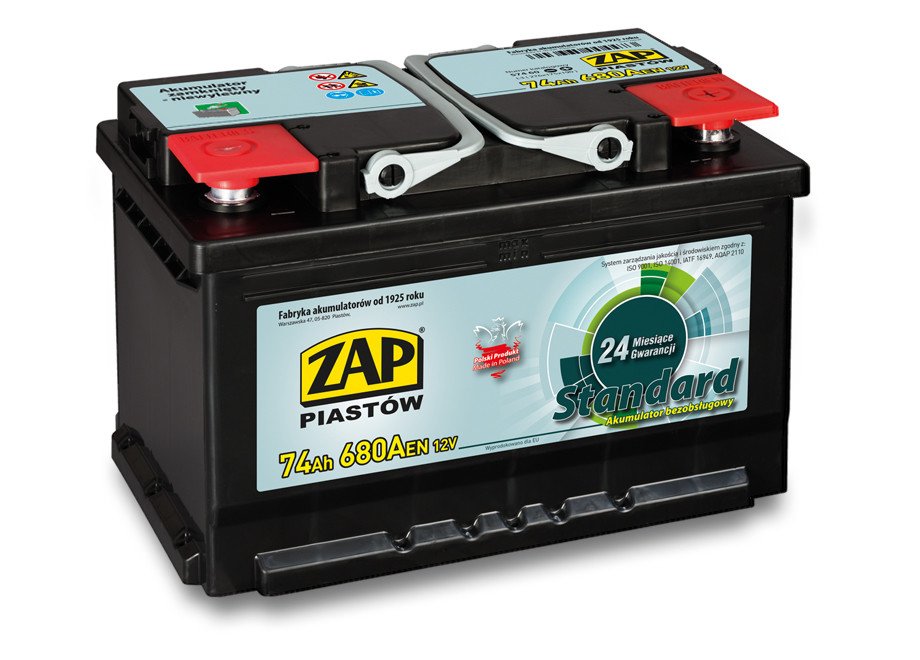 Autobaterie ZAP Standard 74Ah 12V 680A (276x175x190) P+