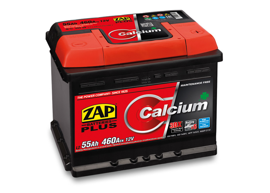 Autobaterie ZAP Calcium Plus 55Ah 12V 460A (242x175x190) P+