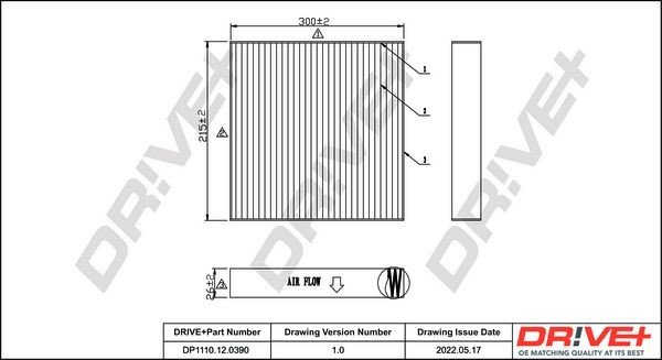 Filtr, vzduch v interiéru DRIVE DP1110.12.0390