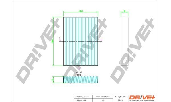 Filtr, vzduch v interiéru DRIVE DP1110.12.0358