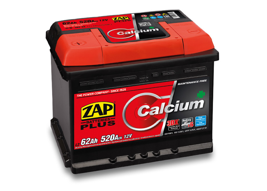 Autobaterie ZAP Calcium Plus 62Ah 12V 520A (242x175x190) L+