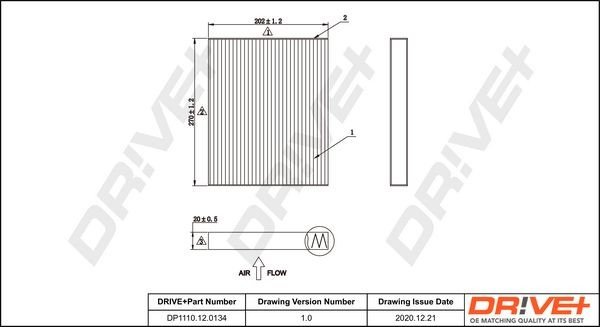 Filtr, vzduch v interiéru DRIVE DP1110.12.0134