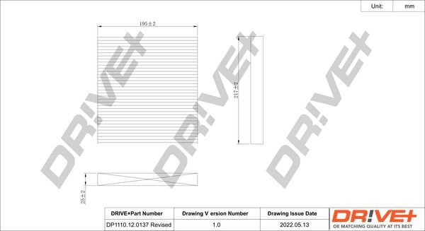 Filtr, vzduch v interiéru DRIVE DP1110.12.0137