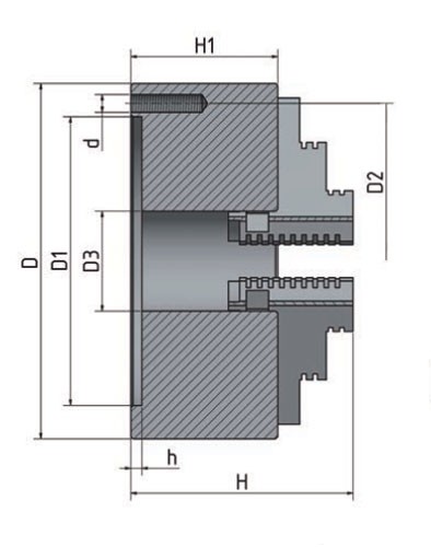 4-čelisťové sklíčidlo s nezávisle stavitelnými čelistmi o 125 mm