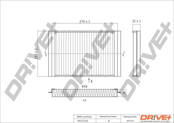 Filtr, vzduch v interiéru DRIVE DP1110.12.0166