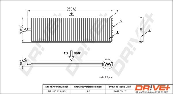 Filtr, vzduch v interiéru DRIVE DP1110.12.0145