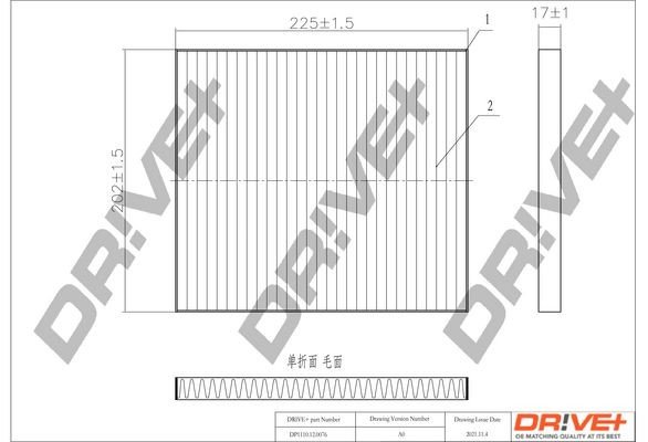 Filtr, vzduch v interiéru DRIVE DP1110.12.0076