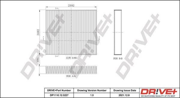 Filtr, vzduch v interiéru DRIVE DP1110.12.0227