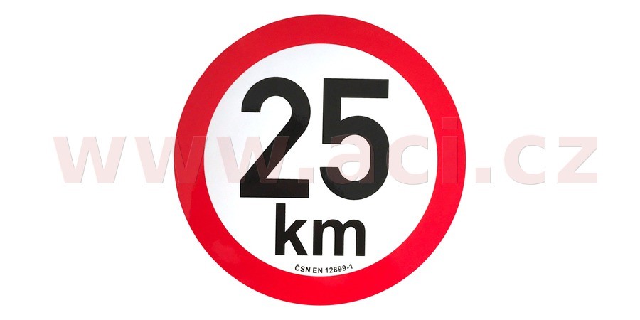 omezení rychlosti 25 km retroreflexní průměr 200 mm (na přívěsy)
