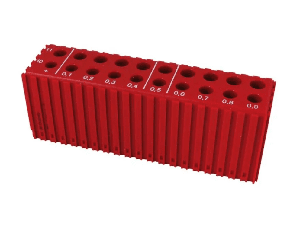Stojan na vrtáky, 20místný, 10,0-11,9 mm, plastový, červený