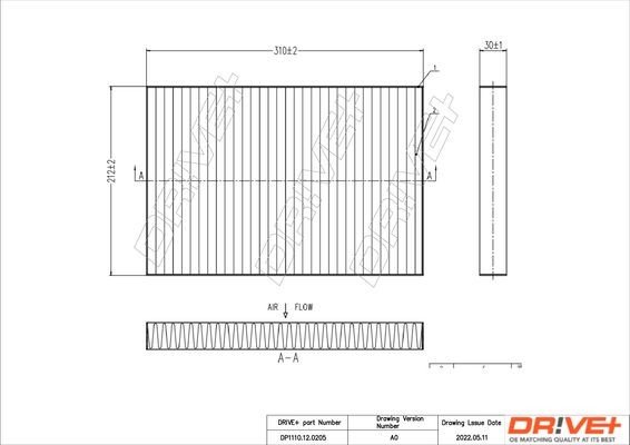 Filtr, vzduch v interiéru DRIVE DP1110.12.0205