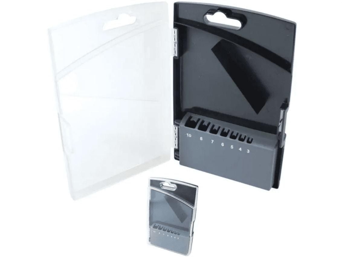 Kazeta na vrtáky, 7dílná, 3-10 mm, plastová, černá